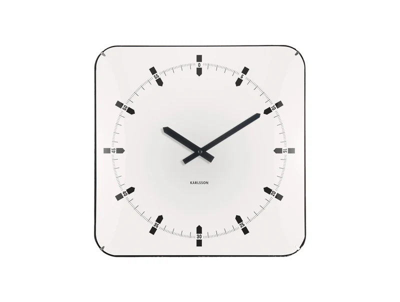 Karlsson Sucinto Dome Square KA6085WH Wanduhr Weiß • Geräuschloses Sweep-Uhrwerk • Gewölbtes Glas