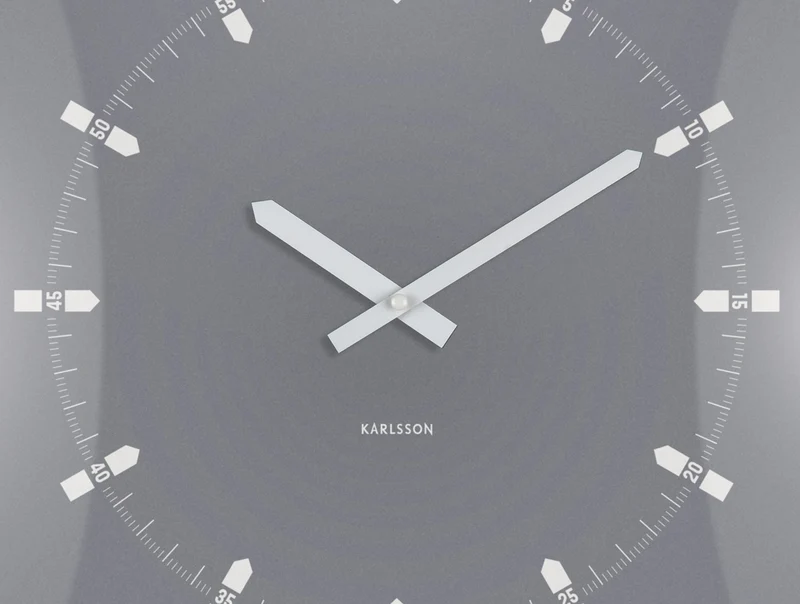 Karlsson Sucinto Dome Square KA6085GY Wanduhr Grau • Sweep-Uhrwerk • Gewölbte Glaskuppel