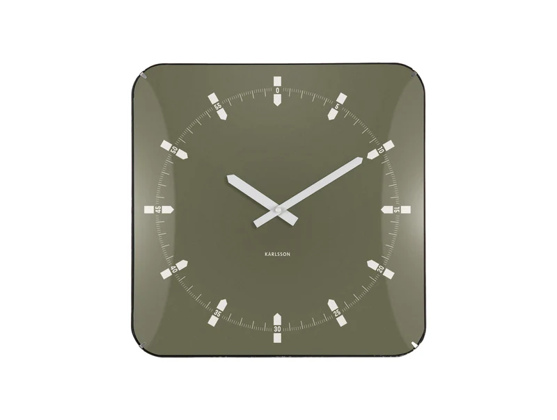 Karlsson Sucinto Dome Square KA6085GR Wanduhr Luxusgrün • Geräuschloses Sweep-Uhrwerk • Gewölbtes Glas