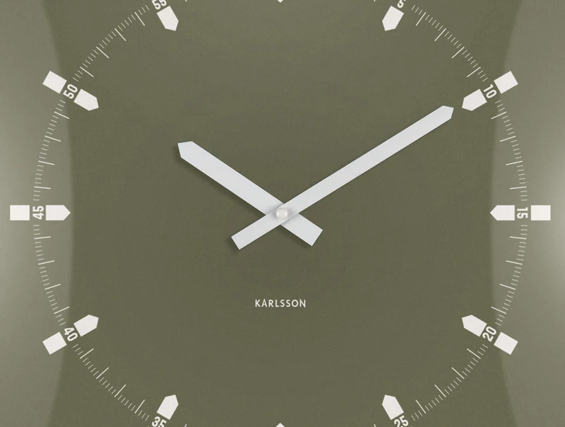 Karlsson Sucinto Dome Square KA6085GR Wanduhr Luxusgrün • Geräuschloses Sweep-Uhrwerk • Gewölbtes Glas