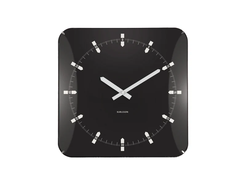 Karlsson Sucinto Dome Square KA6085BK Wanduhr Schwarz • Geräuschloses Sweep-Uhrwerk • Gewölbtes Glaskuppel-Design