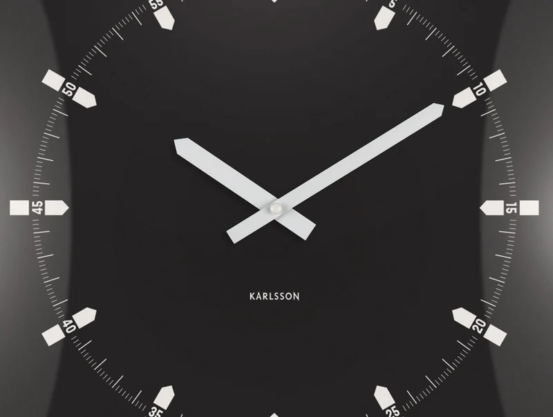 Karlsson Sucinto Dome Square KA6085BK Wanduhr Schwarz • Geräuschloses Sweep-Uhrwerk • Gewölbtes Glaskuppel-Design