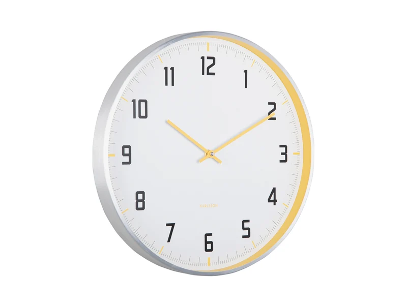 Karlsson Sporty KA5969BY Wanduhr Helles Gelb • Aluminium-Gehäuse • Sportliches Design