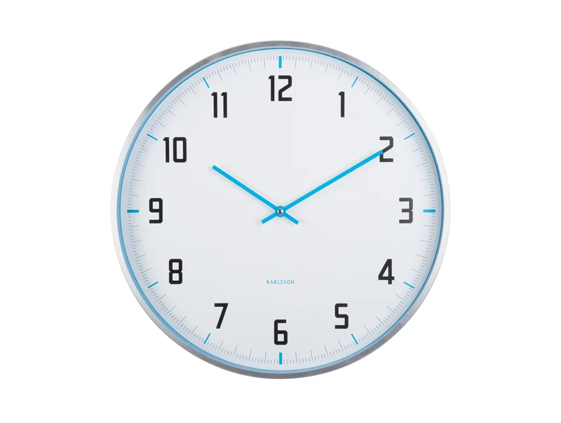 Karlsson Sporty KA5969BB Wanduhr Hellblau • Sportliches Design • Aluminium-Gehäuse