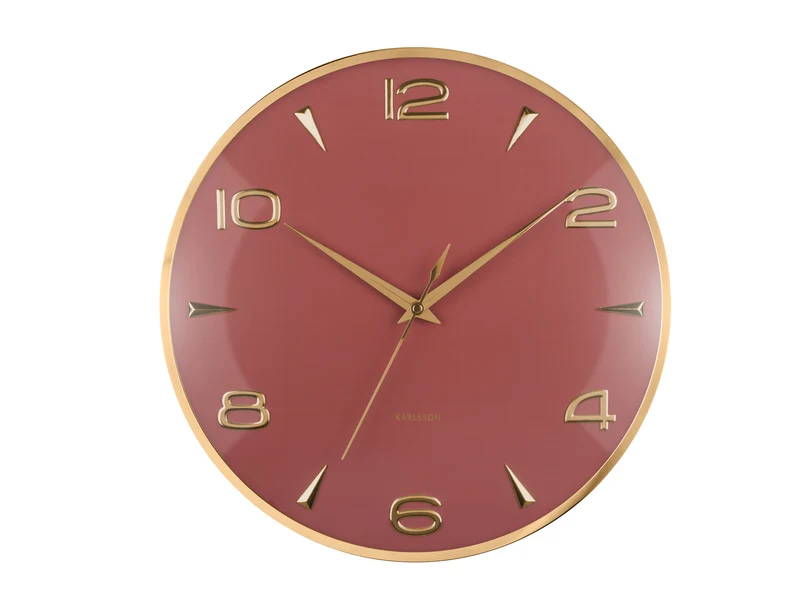 Karlsson Sienna Glow KA6017RD Wanduhr Rot • Skandinavisches Design • Goldene Zeiger und Indizes