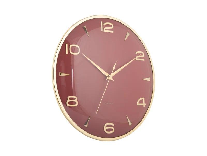 Karlsson Sienna Glow KA6017RD Wanduhr Rot • Skandinavisches Design • Goldene Zeiger und Indizes