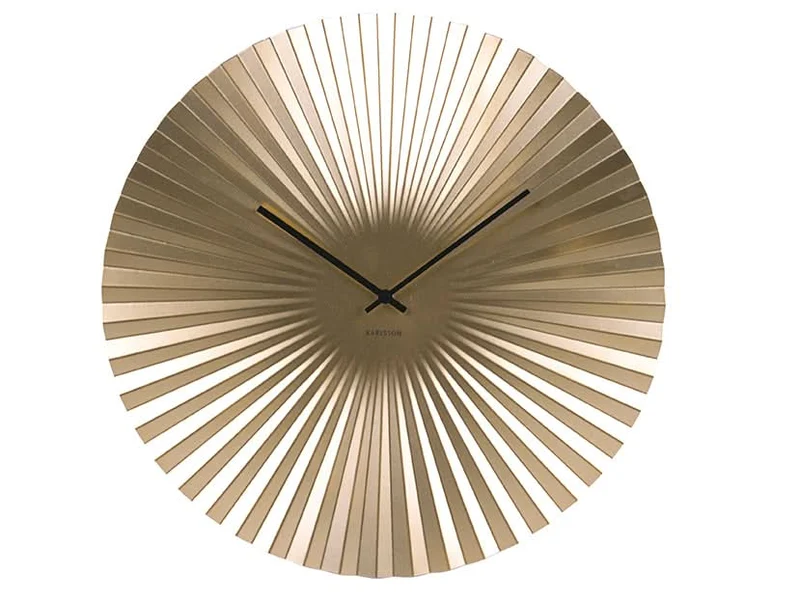 Karlsson Sensu XL KA5658GD Wanduhr Gold • Fächer-Relief-Design • Schlichtes Quarzwerk