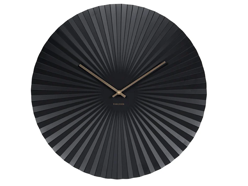 Karlsson Sensu XL KA5658BK Wanduhr Schwarz • Geräuscharmes Quarzwerk • Fächer-Relief-Design