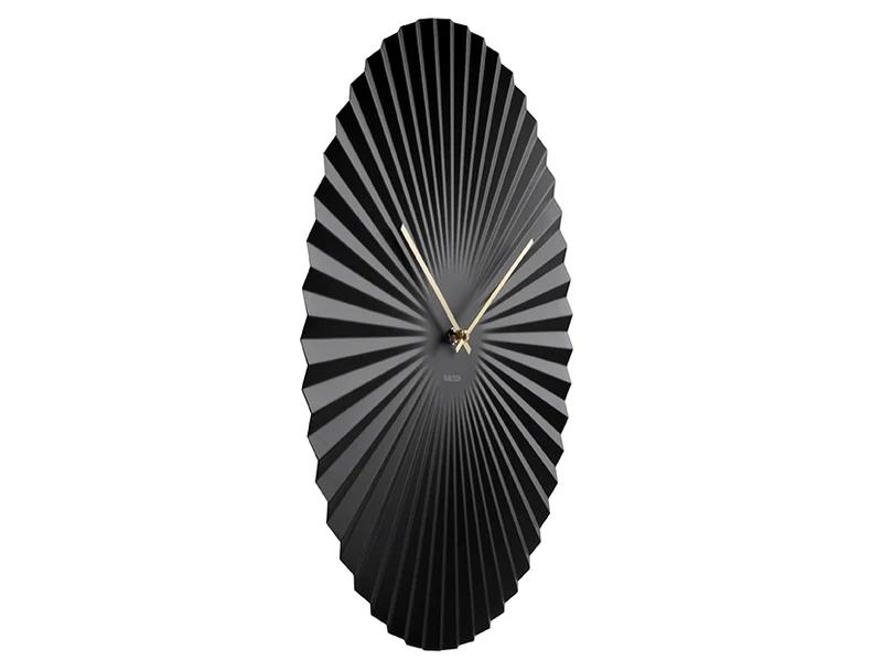 Karlsson Sensu XL KA5658BK Wanduhr Schwarz • Geräuscharmes Quarzwerk • Fächer-Relief-Design