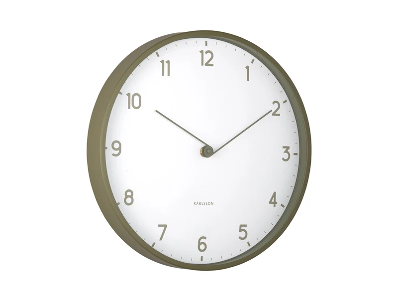 Karlsson Sencillez KA6057DG Wanduhr Militärgrün • Geräuschloses Sweep-Uhrwerk • Minimalistisches Design