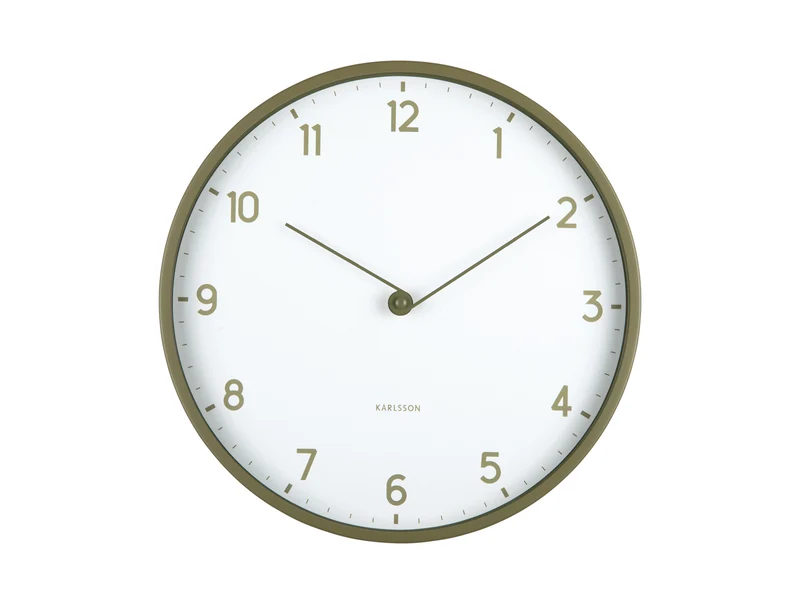 Karlsson Sencillez KA6057DG Wanduhr Militärgrün • Geräuschloses Sweep-Uhrwerk • Minimalistisches Design
