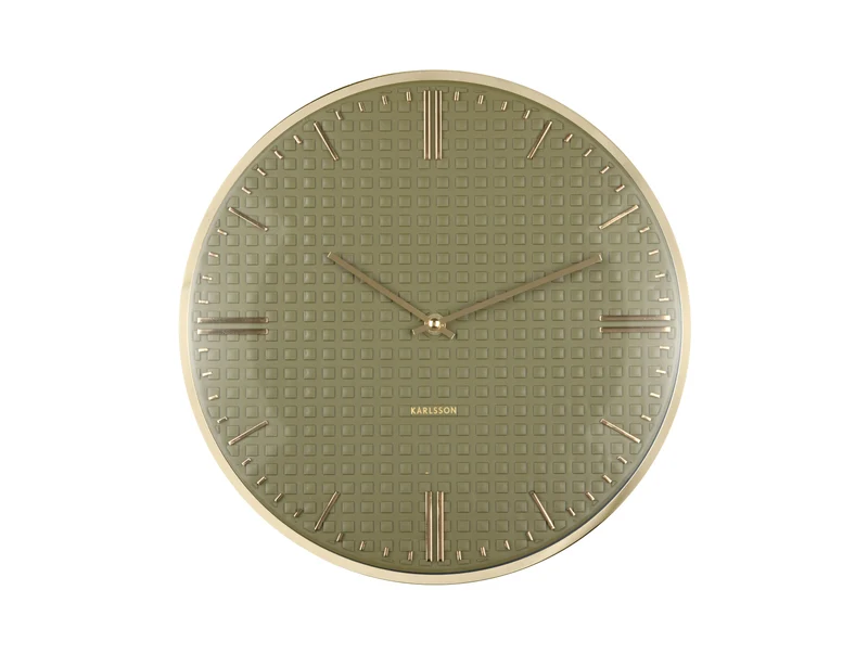 Karlsson Riqueza KA6091GR Wanduhr Luxusgrün • Sweep-Uhrwerk • Geprägtes Zifferblatt