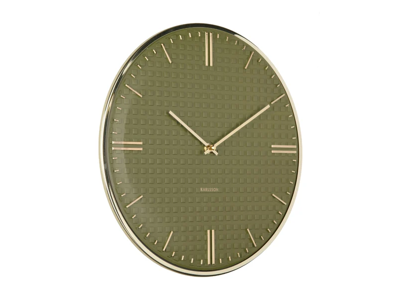 Karlsson Riqueza KA6091GR Wanduhr Luxusgrün • Sweep-Uhrwerk • Geprägtes Zifferblatt