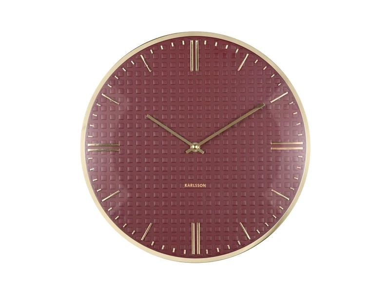Karlsson Riqueza KA6091RD Wanduhr Burgunderrot • Geräuschloses Sweep-Uhrwerk • Eisen-Gehäuse