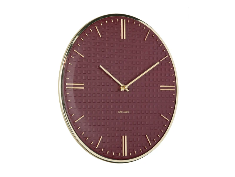 Karlsson Riqueza KA6091RD Wanduhr Burgunderrot • Geräuschloses Sweep-Uhrwerk • Eisen-Gehäuse