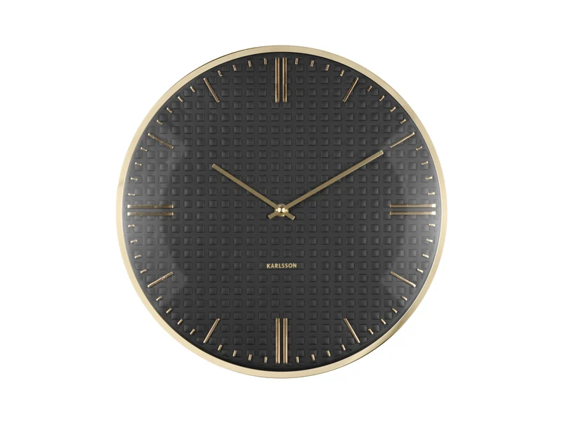 Karlsson Riqueza KA6091BK Wanduhr Schwarz • Geräuschloses Sweep-Uhrwerk • Elegantes Eisengehäuse