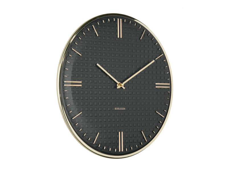 Karlsson Riqueza KA6091BK Wanduhr Schwarz • Geräuschloses Sweep-Uhrwerk • Elegantes Eisengehäuse