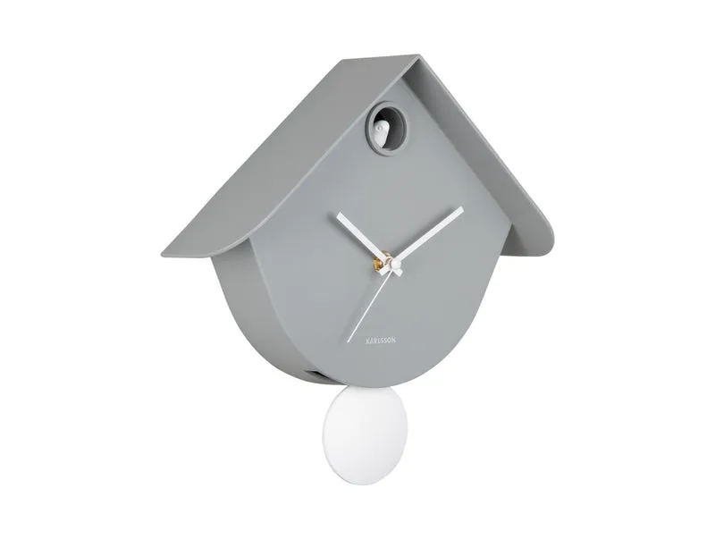 Karlsson Retro Cuckoo KA6131GY Wanduhr Mausgrau • Geräuschloses Sweep-Uhrwerk • Kuckucksfunktion