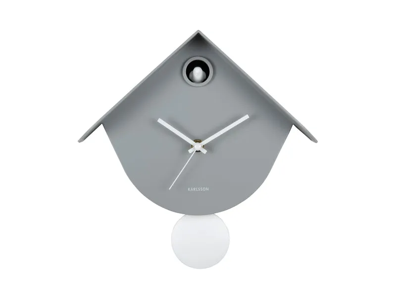 Karlsson Retro Cuckoo KA6131GY Wanduhr Mausgrau • Geräuschloses Sweep-Uhrwerk • Kuckucksfunktion