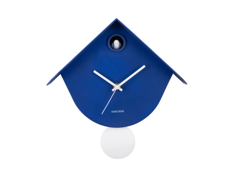 Karlsson Retro Cuckoo KA6131BL Wanduhr Kobaltblau • Kuckucksfunktion • Geräuschloses Sweep-Werk