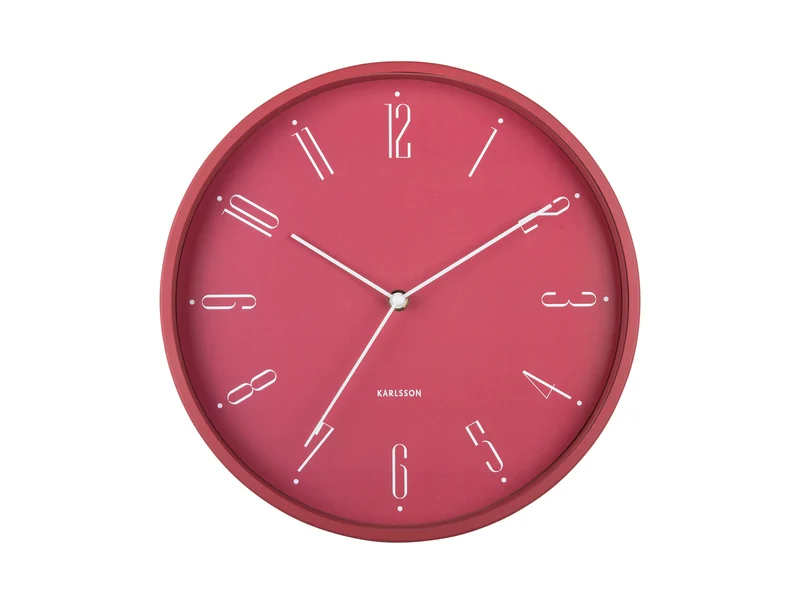 Karlsson Regal Numbers KA5988RD Wanduhr Rot • Minimalistisches Design • Eisengehäuse