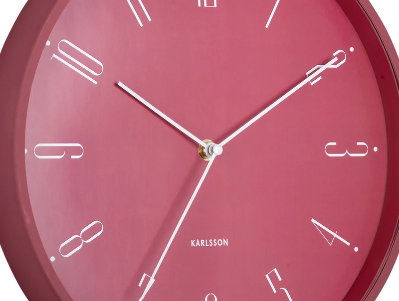 Karlsson Regal Numbers KA5988RD Wanduhr Rot • Minimalistisches Design • Eisengehäuse