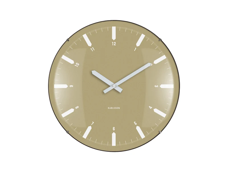 Karlsson Realista Dome KA6086GR Wanduhr Olivgrün • Geräuschloses Sweep-Uhrwerk • Konvexes Kuppelglas