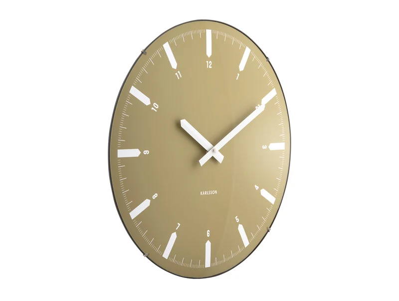 Karlsson Realista Dome KA6086GR Wanduhr Olivgrün • Geräuschloses Sweep-Uhrwerk • Konvexes Kuppelglas