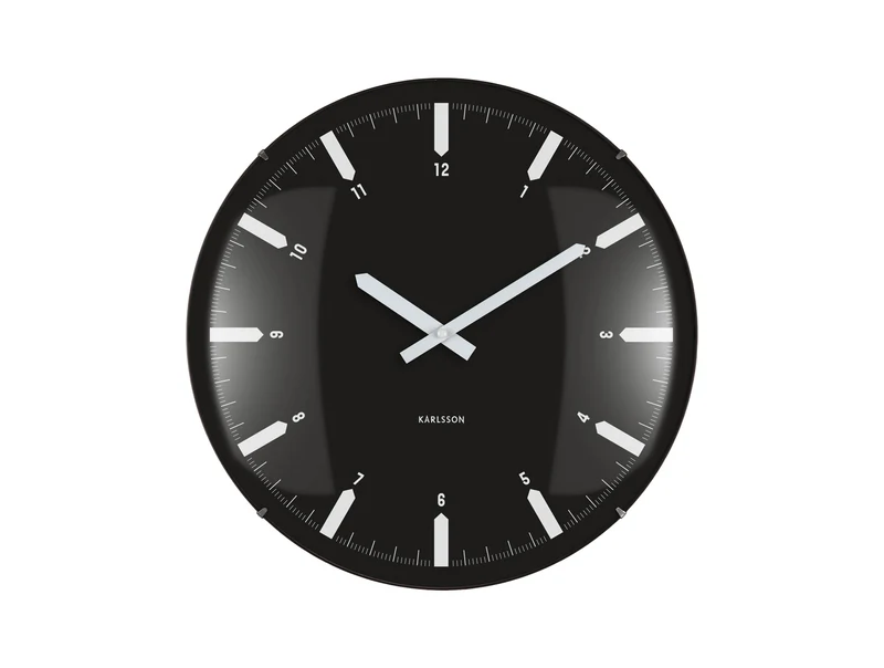 Karlsson Realista Dome KA6086BK Wanduhr Schwarz • Geräuschloses Sweep-Uhrwerk • Konvexes Kuppelglas