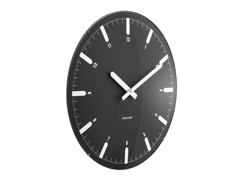 Karlsson Realista Dome KA6086BK Wanduhr Schwarz • Geräuschloses Sweep-Uhrwerk • Konvexes Kuppelglas