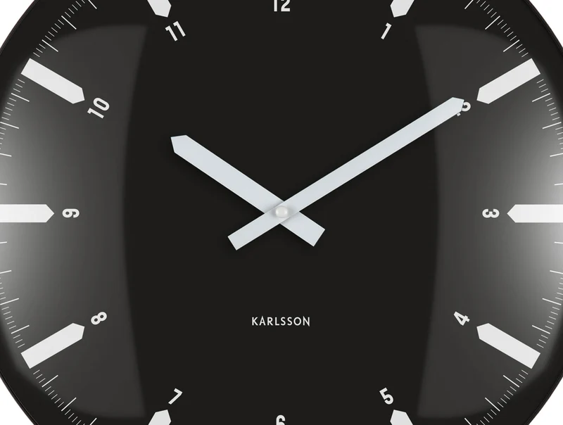 Karlsson Realista Dome KA6086BK Wanduhr Schwarz • Geräuschloses Sweep-Uhrwerk • Konvexes Kuppelglas