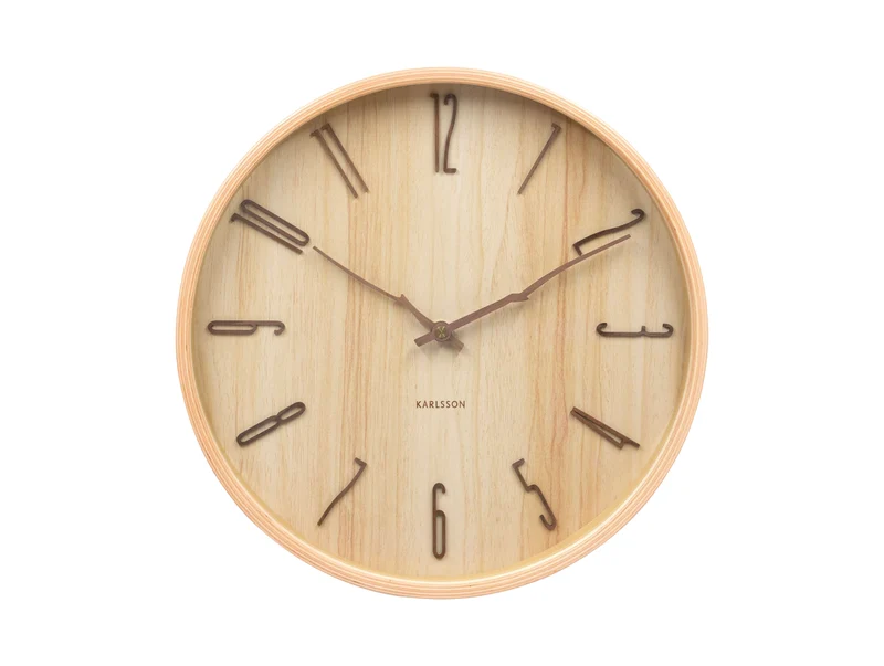 Karlsson Rama KA6139WD Wanduhr Helles Holz • Geräuschloses Sweep-Uhrwerk • Natürliches Sperrholzdesign