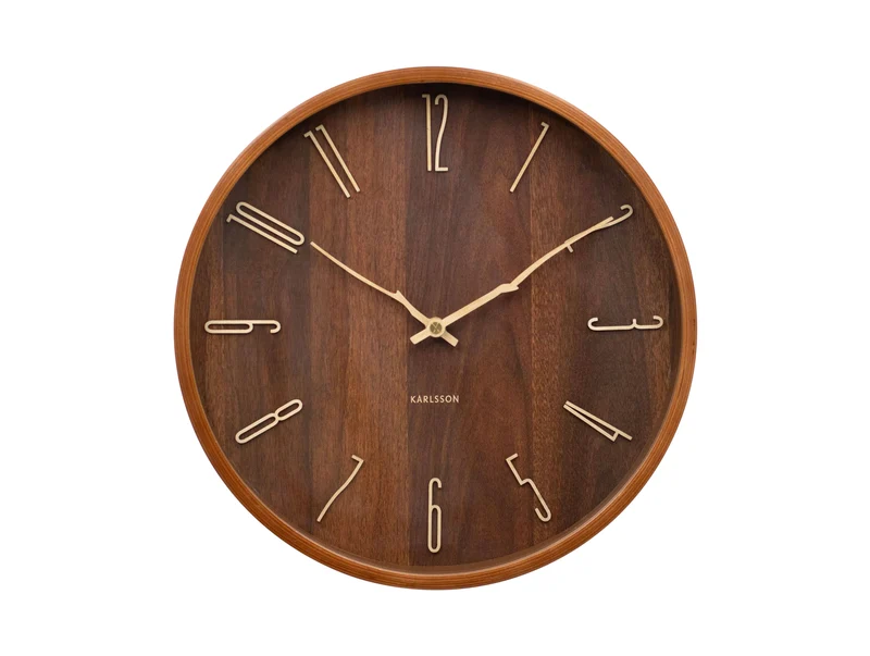 Karlsson Rama KA6139DW Wanduhr Dunkelholz • Geräuschloses Sweep-Uhrwerk • Sperrholz-Gehäuse