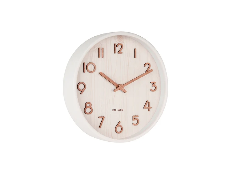 Karlsson Pure Small KA5808WH Wanduhr Weiß • Geräuschloses Sweep-Uhrwerk • Lindenholz