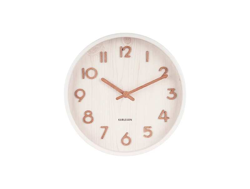 Karlsson Pure Small KA5808WH Wanduhr Weiß • Geräuschloses Sweep-Uhrwerk • Lindenholz