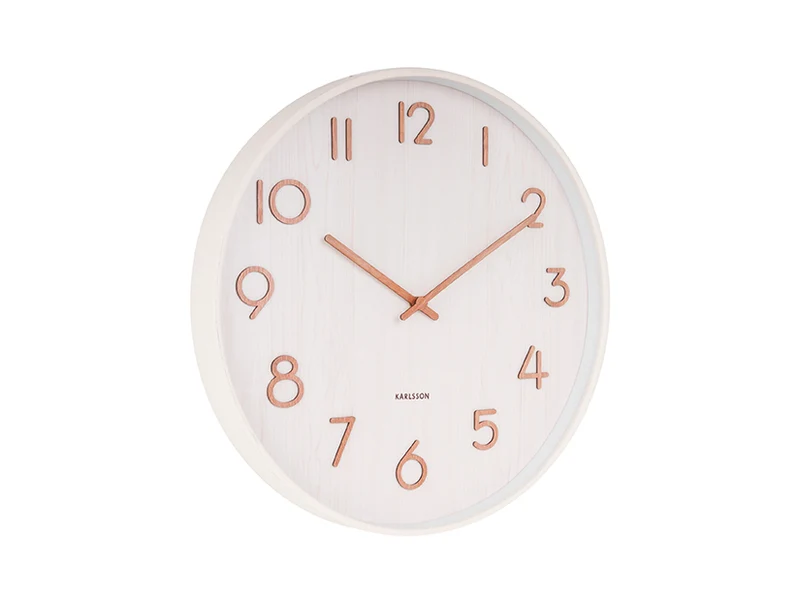 Karlsson Pure KA5809WH Wanduhr Weiß • Geräuschloses Sweep-Uhrwerk • Skandinavisches Design