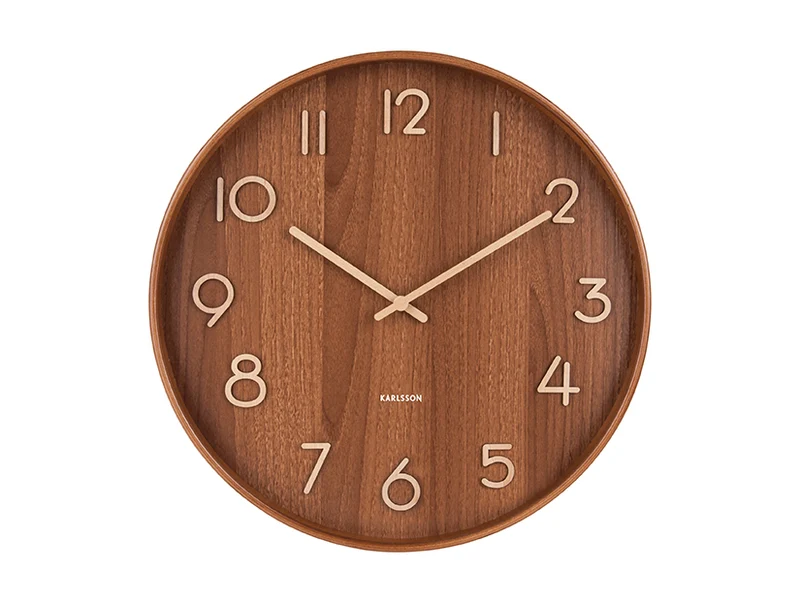 Karlsson Pure KA5809DW Wanduhr Dunkelholz • Geräuschloses Sweep-Uhrwerk • Skandinavisches Design