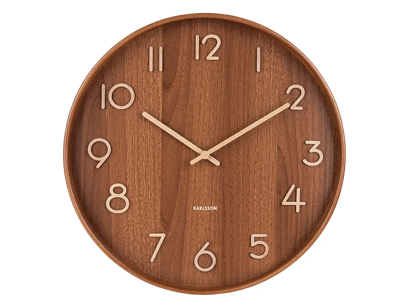 Karlsson Pure Large KA5810DW Wanduhr Dunkelholz • Geräuschloses Sweep-Uhrwerk • Lindenholz-Design