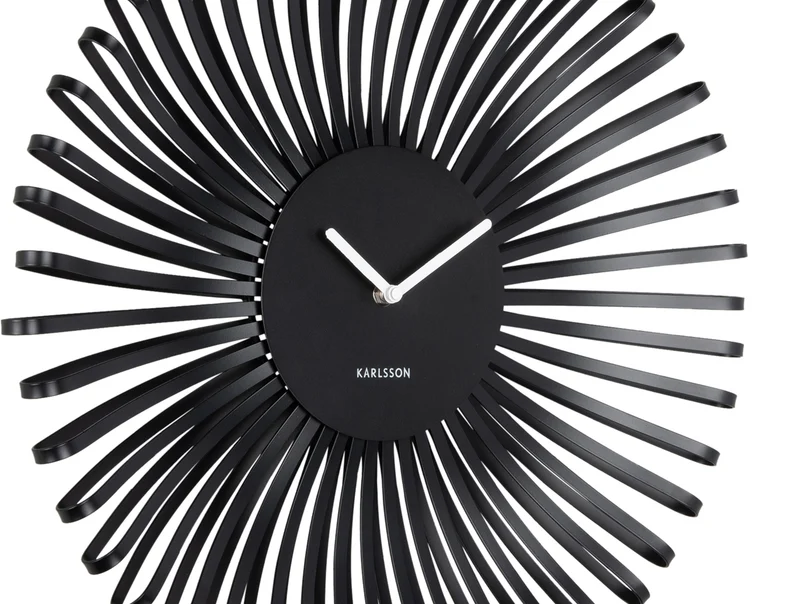 Karlsson Polo KA6075BK Wanduhr Schwarz • Geräuschloses Sweep-Uhrwerk • 3D-Effekt Design