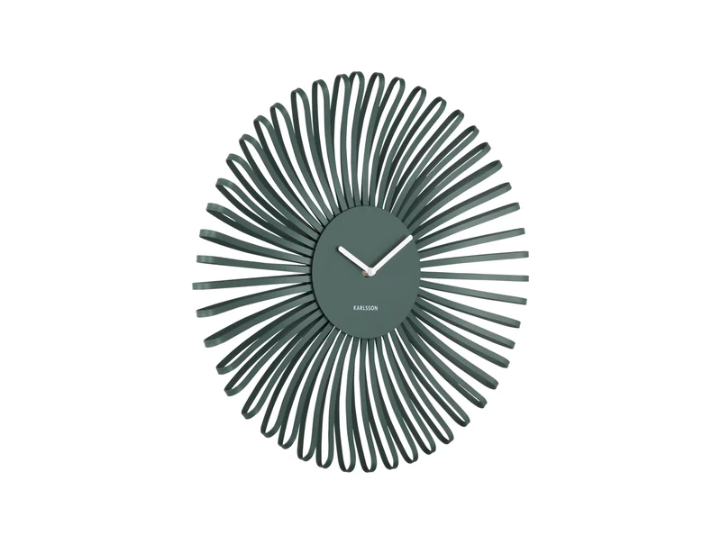 Karlsson Polo KA6075GR Wanduhr Dschungelgrün • Geräuschloses Sweep-Uhrwerk • Skulpturales 3D-Design