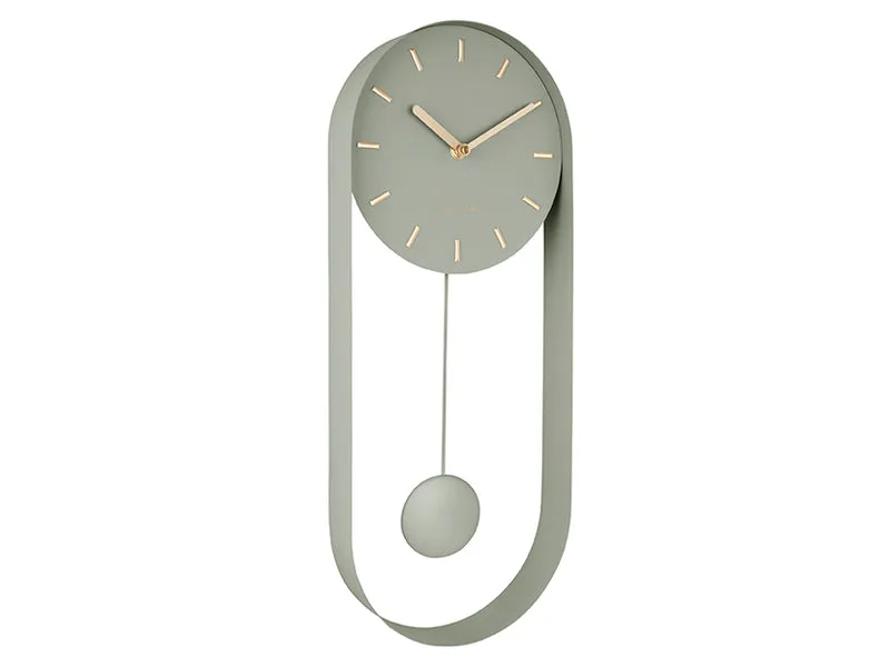 Karlsson Pendulum Charm KA5822DG Wanduhr Dschungelgrün • Sweep-Uhrwerk • Goldene Akzente