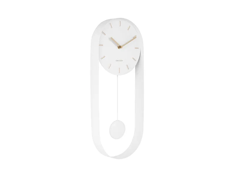 Karlsson Pendulum Charm KA5822WH Wanduhr Weiß • Geräuschloses Sweep-Uhrwerk • Pendel-Design