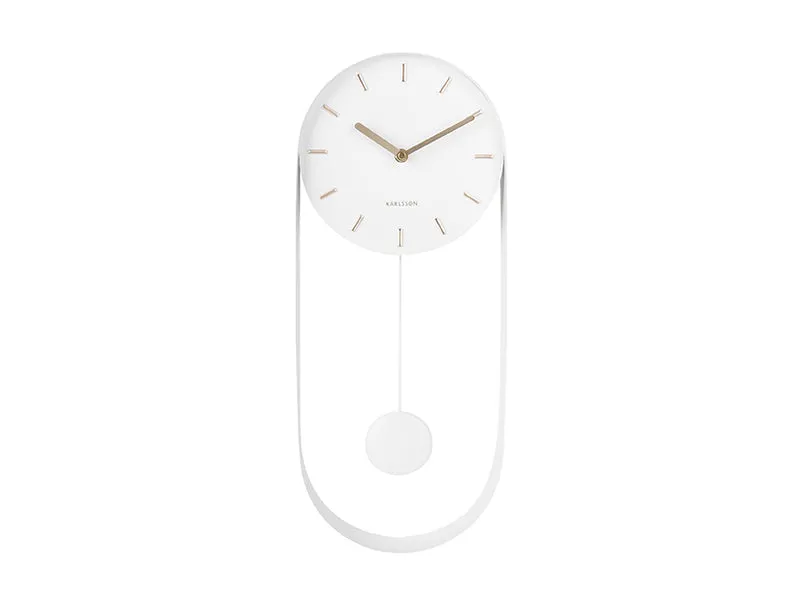 Karlsson Pendulum Charm KA5822WH Wanduhr Weiß • Geräuschloses Sweep-Uhrwerk • Pendel-Design