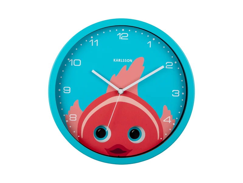 Karlsson Peekaboo Goldfish KA5997LB Wanduhr Hellblau • Bewegliche Augen • Kinderzimmer-Design