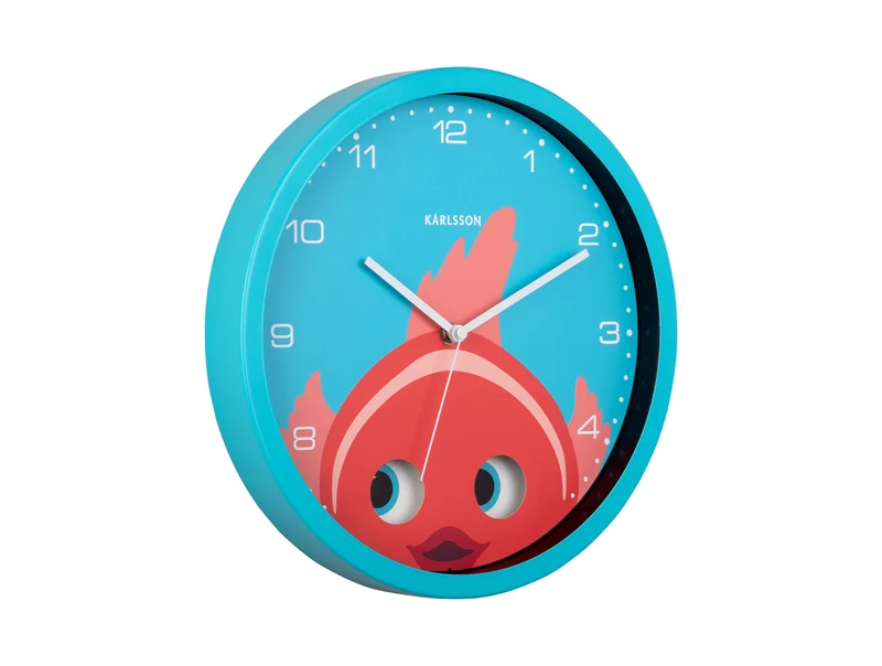 Karlsson Peekaboo Goldfish KA5997LB Wanduhr Hellblau • Bewegliche Augen • Kinderzimmer-Design