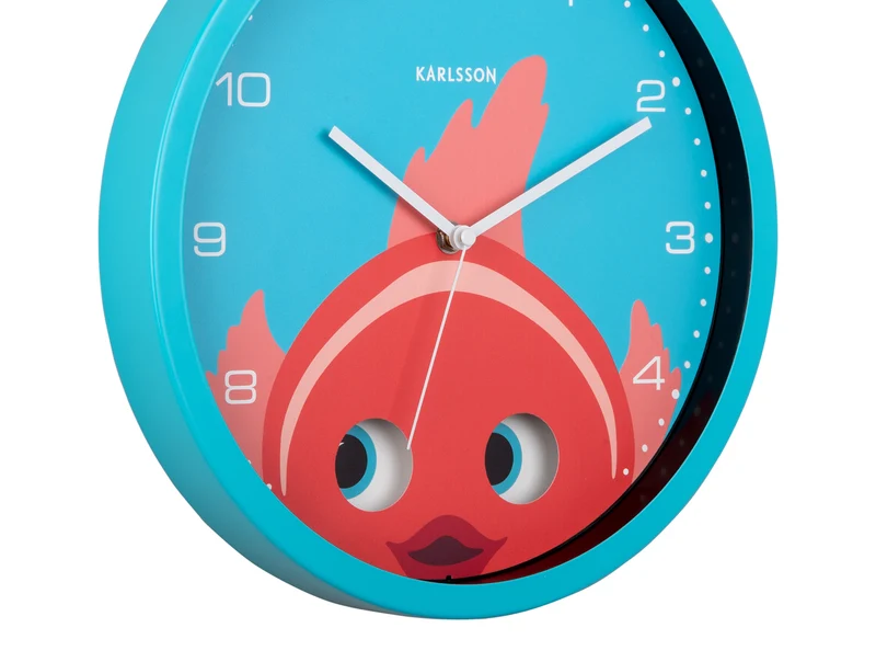 Karlsson Peekaboo Goldfish KA5997LB Wanduhr Hellblau • Bewegliche Augen • Kinderzimmer-Design