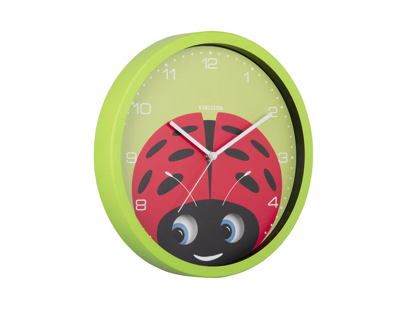 Karlsson Peekaboo Ladybug KA5997GR Wanduhr Grün • Bewegliche Augen • Kinderzimmer-Design