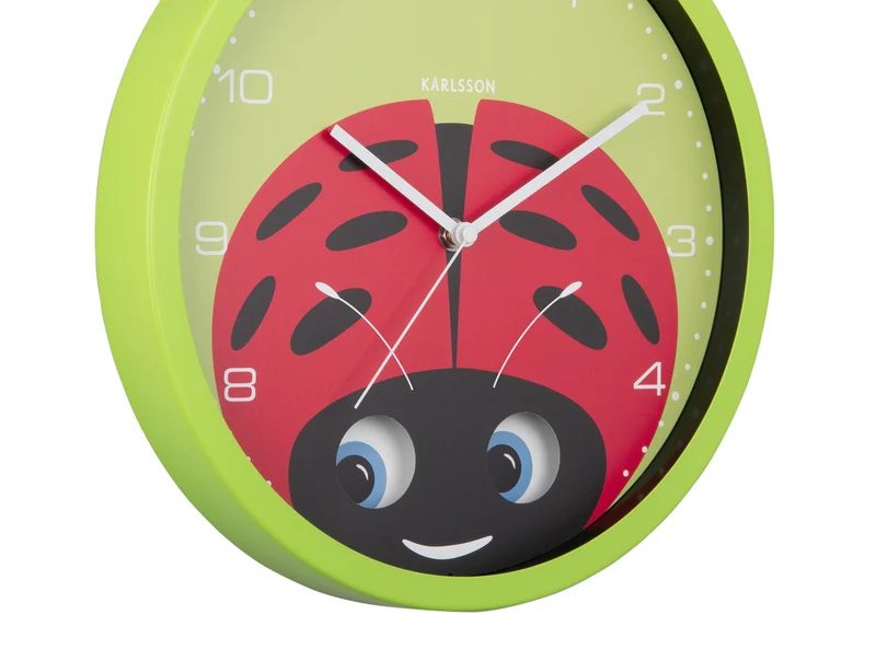 Karlsson Peekaboo Ladybug KA5997GR Wanduhr Grün • Bewegliche Augen • Kinderzimmer-Design
