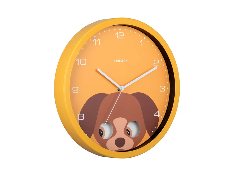 Karlsson Peekaboo Dog KA5997YE Wanduhr Gelb • Bewegende Augen • Kinderzimmer-Design