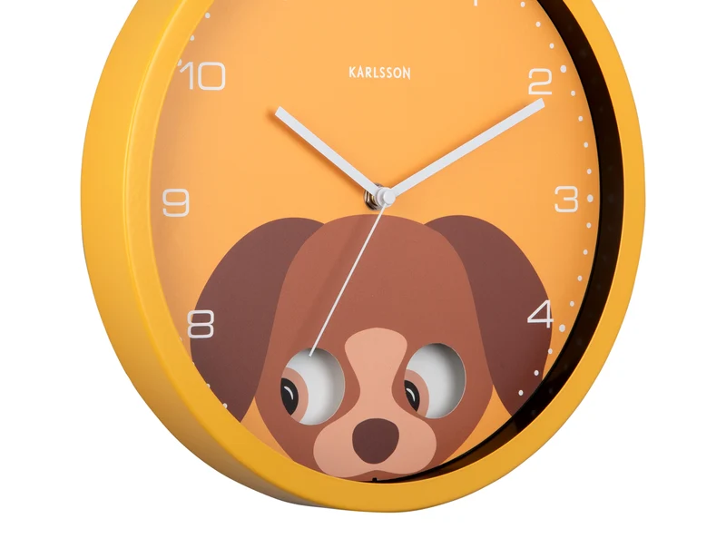 Karlsson Peekaboo Dog KA5997YE Wanduhr Gelb • Bewegende Augen • Kinderzimmer-Design